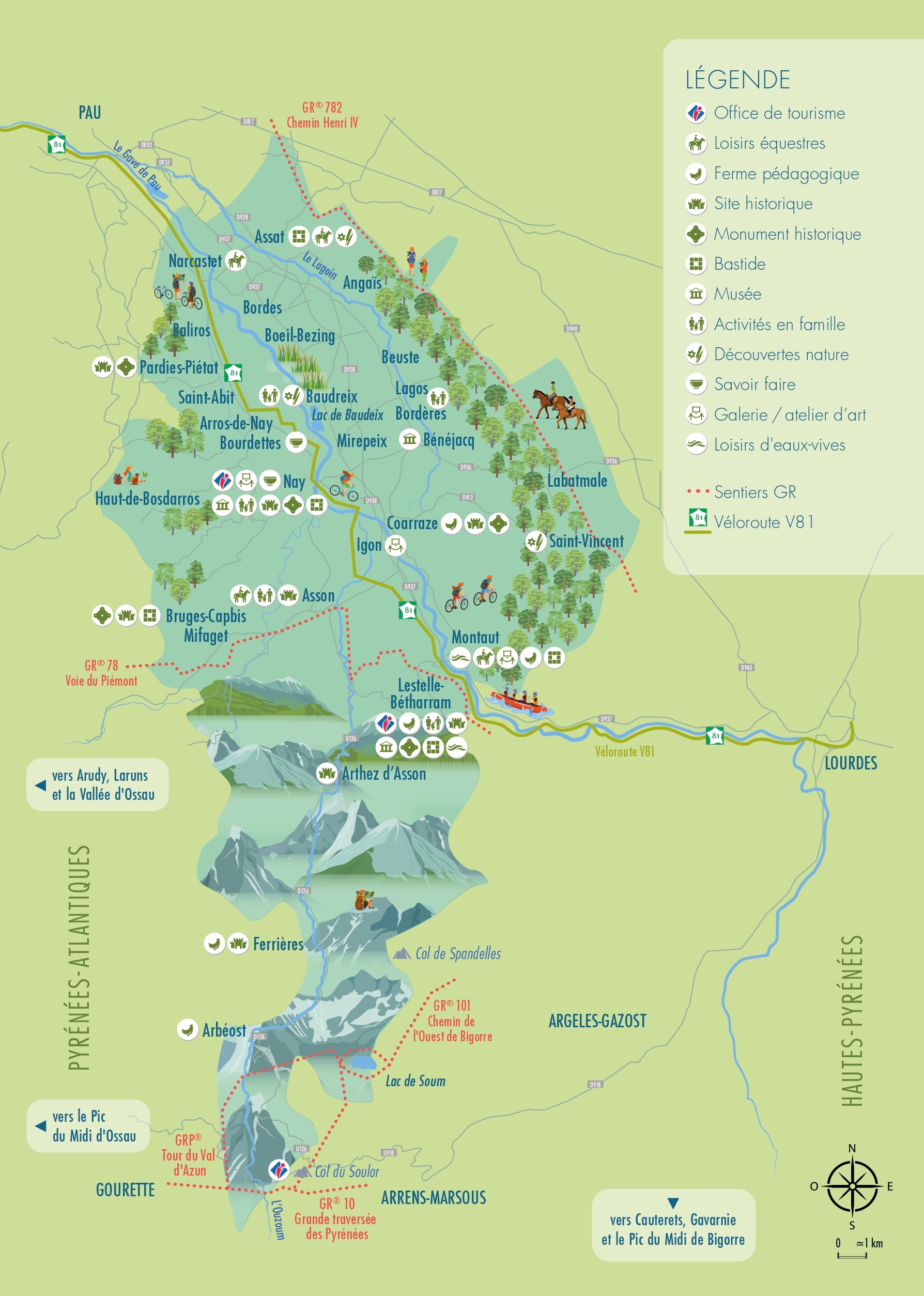 Carte du territoire du Pays de Nay, Pyrénées