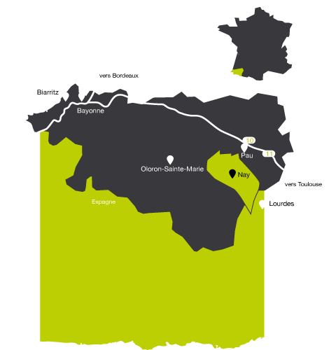 La carte du territoire du Pays de Nay